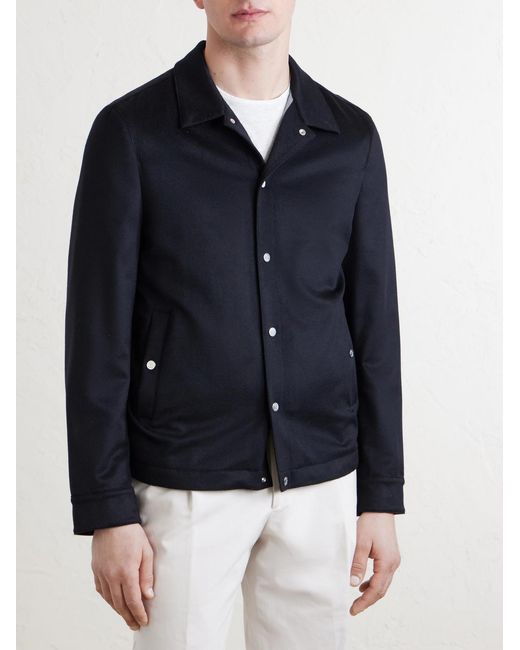 Brunello Cucinelli Blue Cashmere Overshirt for men