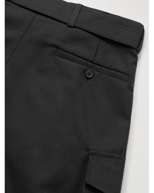 Dries Van Noten Black Piers Wide-leg Belted Wool Cargo Shorts for men