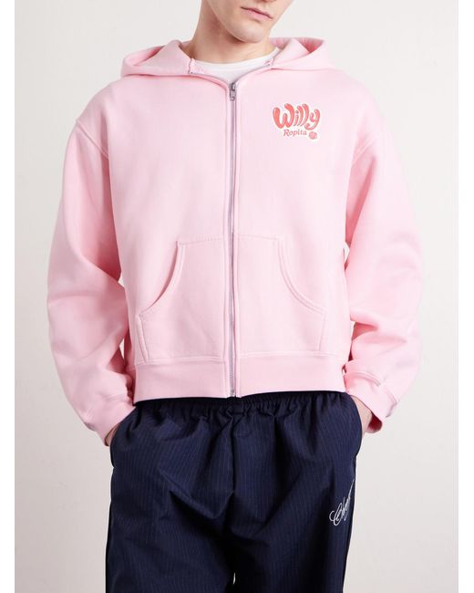 Willy Chavarria Pink Willy Ropita Logo-print Cotton-jersey Zip-up Hoodie for men