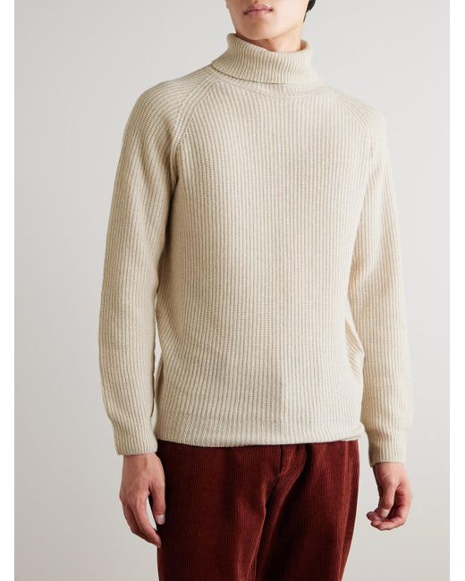 John Smedley Natural Auckland Recycled-Cashmere And Wool-Blend Rollneck Sweater for men