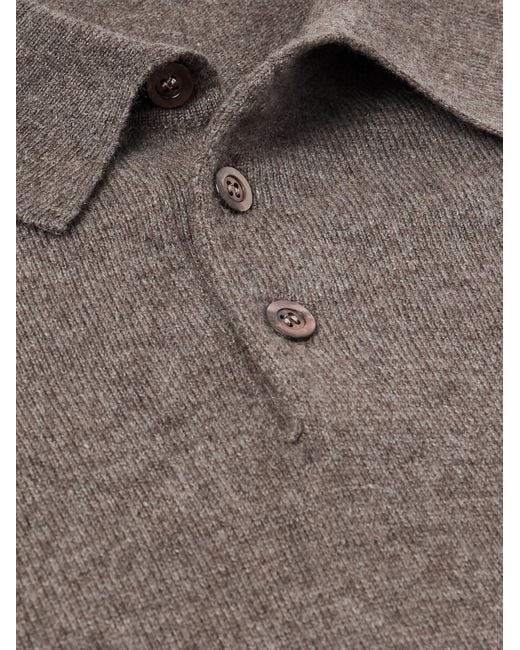 Rubinacci Gray Cashmere Polo Sweater for men