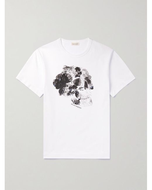 Alexander McQueen Schmal geschnittenes T-Shirt aus Baumwoll-Jersey mit Logoprint in White für Herren
