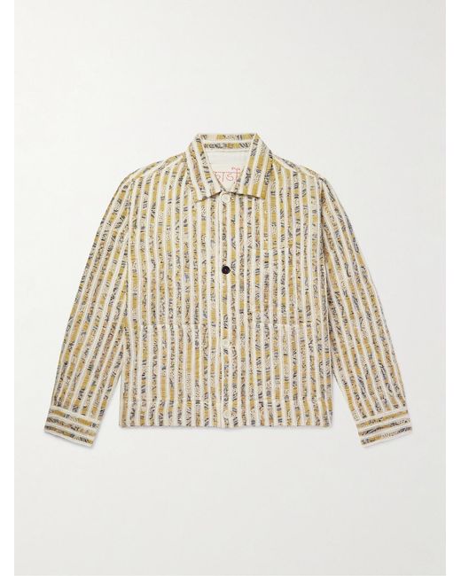 Kardo Natural Striped Cotton Jacket for men