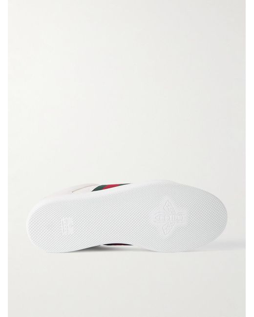 Sneakers in pelle con logo goffrato e nastro Web Screener di Gucci in White da Uomo
