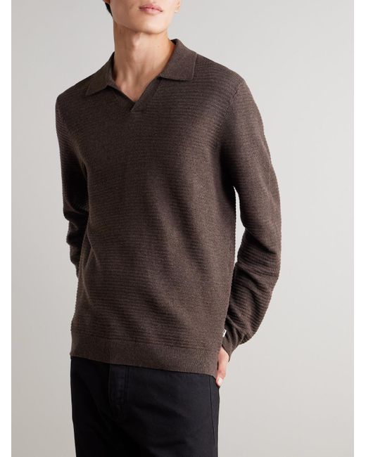 NN07 Brown Paul 60019 Ribbed Organic Cotton Polo Shirt for men
