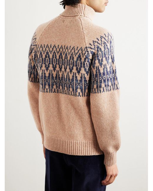 Kingsman Natural Fair Isle Jacquard-knit Wool Rollneck Sweater for men