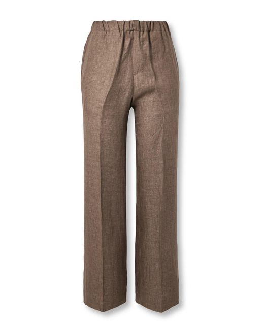 Piacenza 1733 Brown Straight-Leg Linen Trousers for men