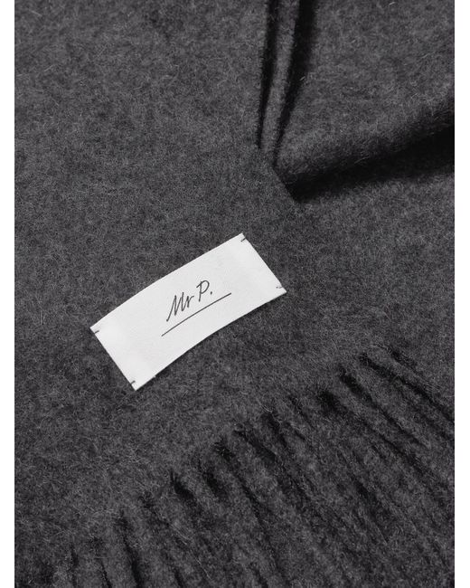 Mr P. Gray Logo-appliquéd Fringed Cashmere Scarf for men