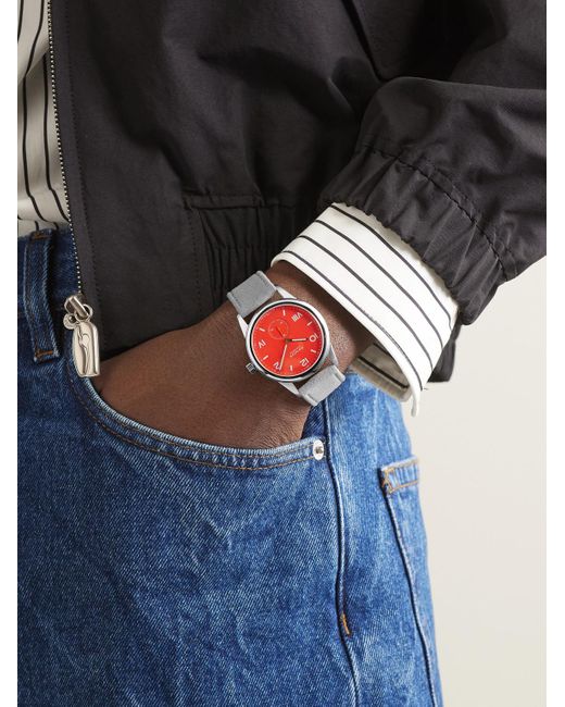 Orologio a carica manuale 38,5 mm in acciaio inossidabile con cinturino in camoscio Club Campus di Nomos in Black da Uomo