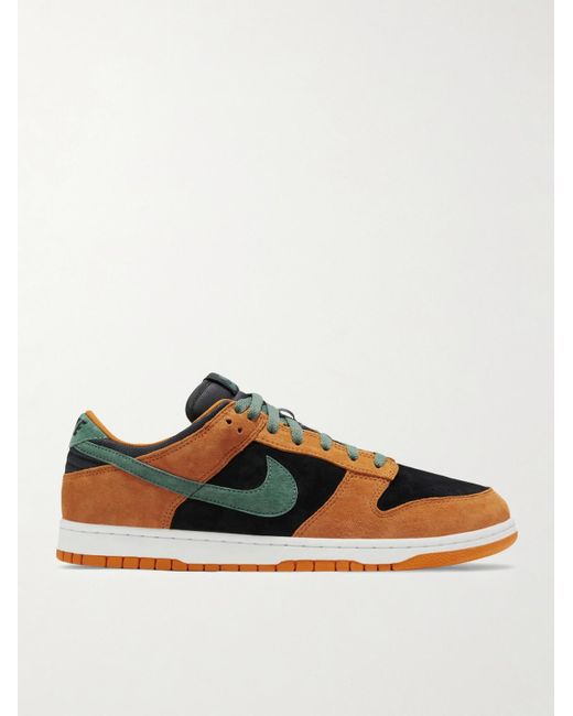 Nike Brown Dunk Low Mesh-trimmed Suede Sneakers for men