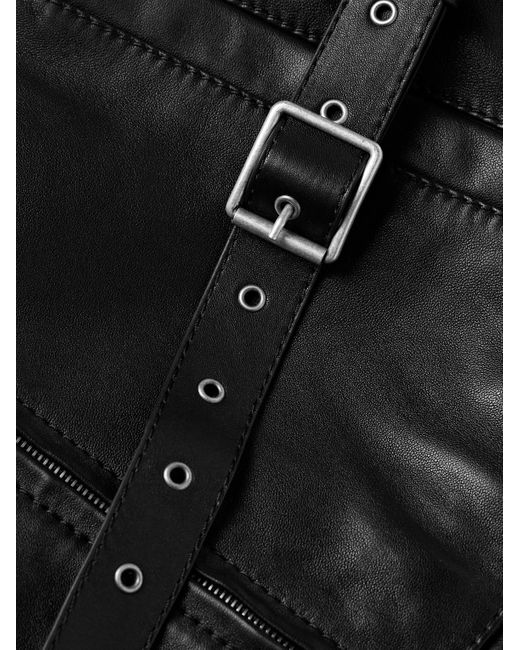 Acne Black Lascari Slim-Fit Belted Leather Jacket for men