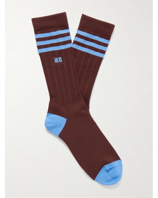 Adidas Originals Brown Wales Bonner Logo-embroidered Striped Recycled-knit Socks for men