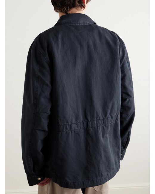 Mr P. Blue Cotton And Linen-Blend Twill Field Jacket for men