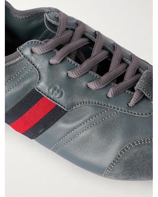 Gucci Blue Flex Suede-Trimmed Leather Sneakers for men