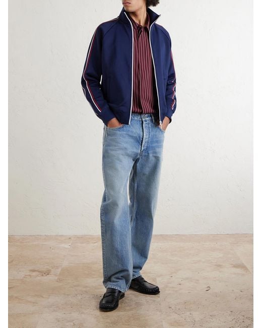 Saint Laurent Blue Striped Cotton-blend Jersey Track Jacket for men