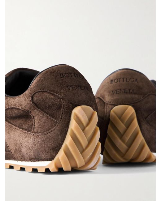 Bottega Veneta Brown Orbit Flash Leather-Trimmed Suede Sneakers for men