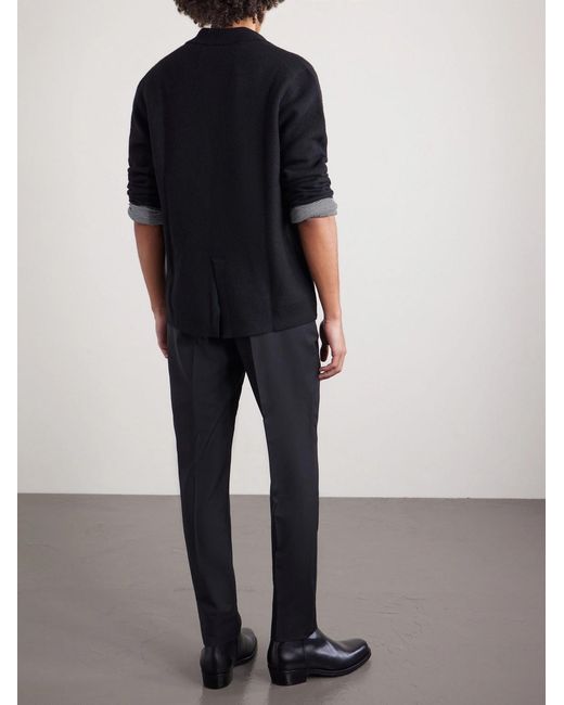 Officine Generale Blue Drew Tapered Pleated Wool-Twill Trousers for men