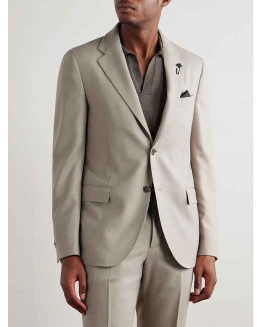 Lardini Natural Virgin Wool-Blend Twill Suit Jacket for men