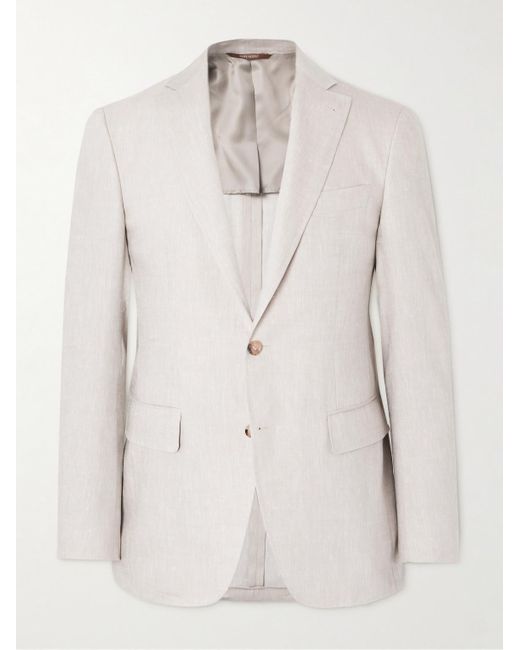 Canali Natural Kei Slim-fit Linen And Wool-blend Suit Jacket for men