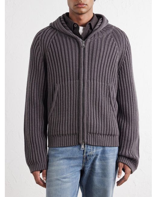 Our Legacy Gray Level Merino Wool Zip-Up Hoodie for men