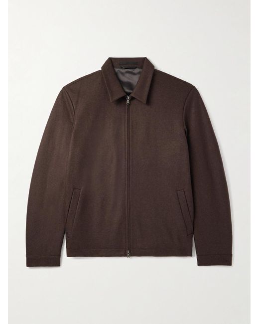 Sunspel Brown Boiled-Wool Harrington Jacket for men