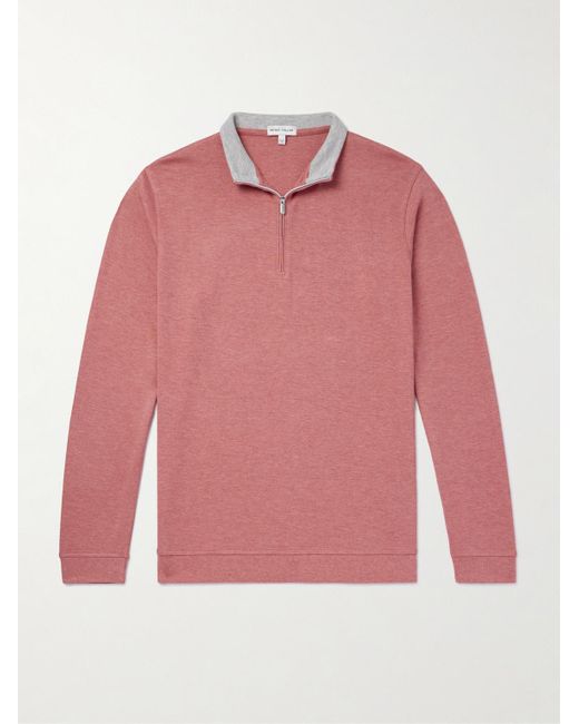 Peter Millar Crown Comfort Pullover aus einer Baumwollmischung mit kurzem Reißverschluss in Pink für Herren