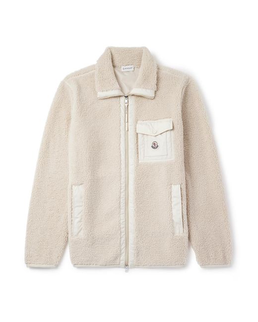 Moncler White Logo-Appliquéd Nylon-Trimmed Fleece Jacket for men