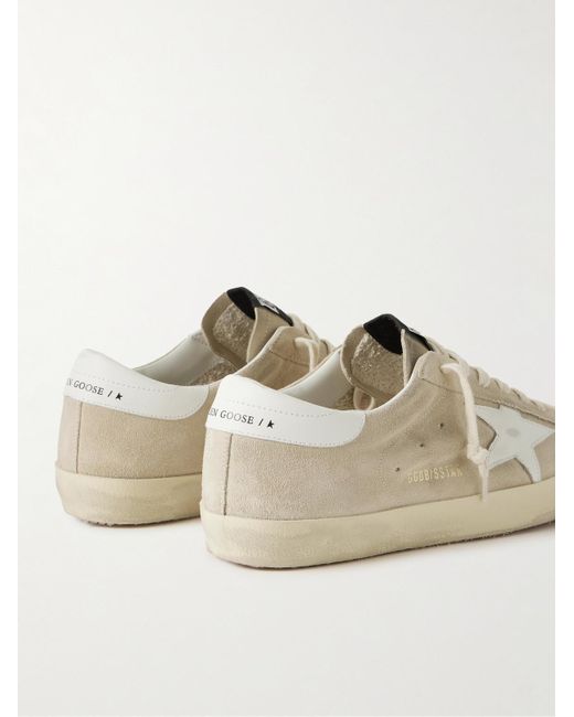 Golden Goose Deluxe Brand Natural Super-star Distressed Leather-trimmed Suede Sneakers for men