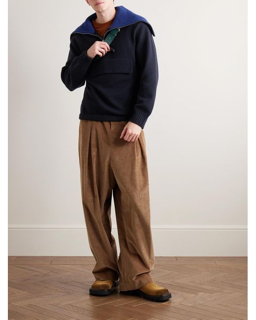 Loewe Blue Wool Half-Zip Sweater for men