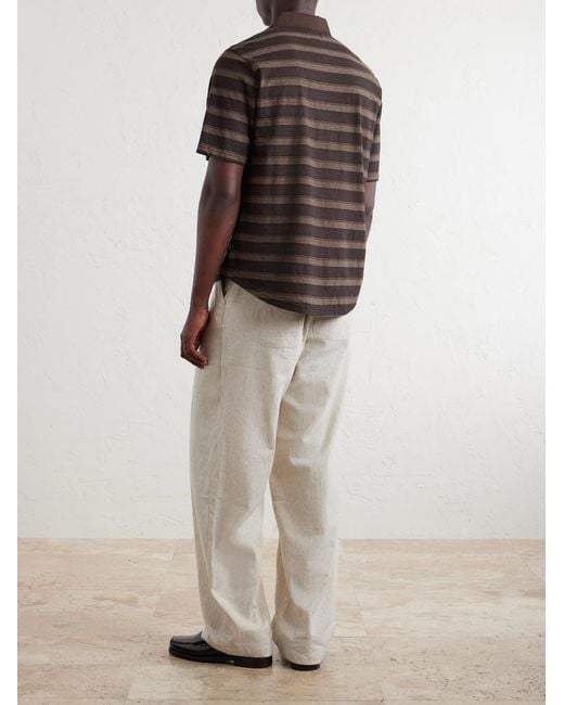 Oliver Spencer Brown Stanfield Striped Organic Cotton Polo Shirt for men