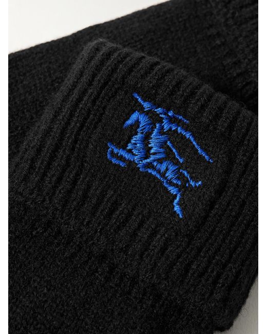 Burberry Black Logo-embroidered Cashmere-blend Gloves for men