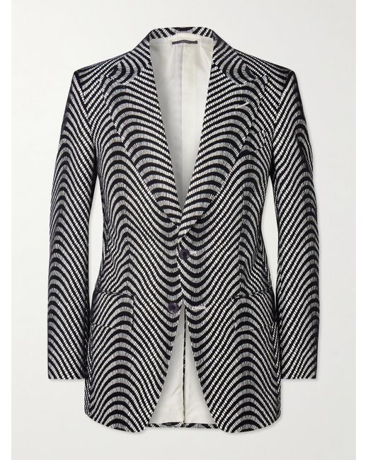 Tom Ford Black Atticus Slim-fit Velvet-jacquard Tuxedo Jacket for men