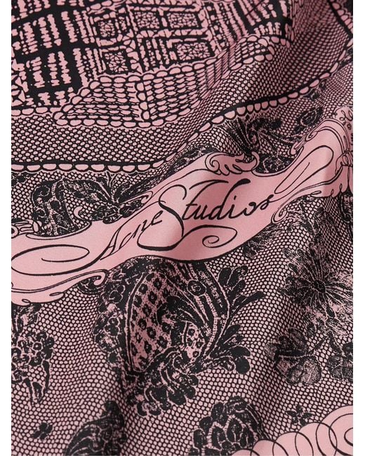 Acne Pink Sowen Camp-Collar Printed Satin Shirt for men