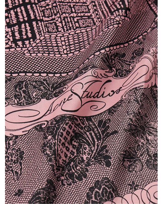 Camicia in raso stampato con colletto aperto Sowen di Acne in Pink da Uomo
