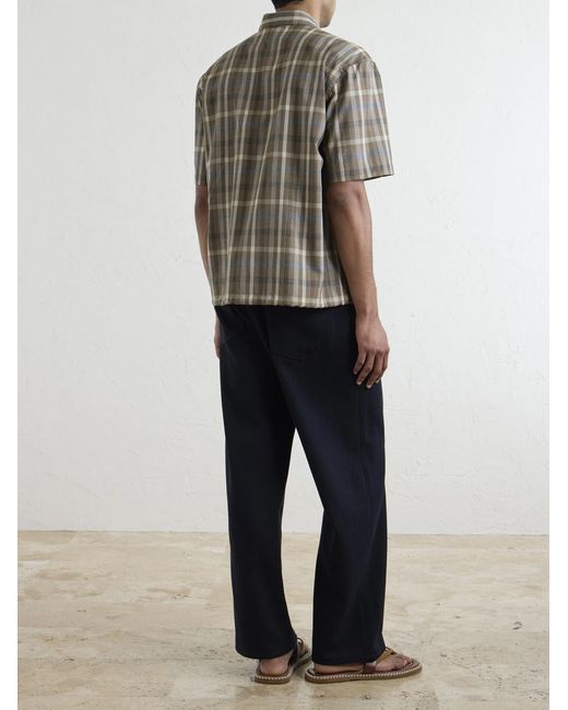 Auralee Brown Checked Wool Shirt for men