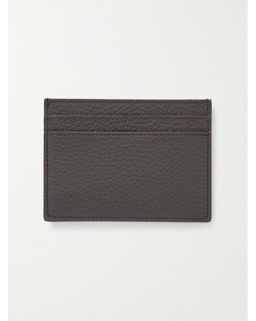 Saint Laurent Gray Tiny Cassandre Logo-Appliquéd Full-Grain Leather Cardholder for men