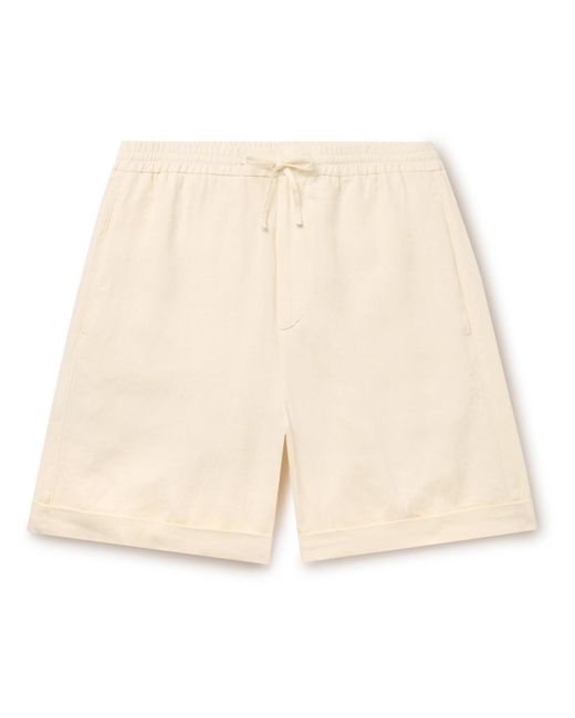 Canali Natural Straight-leg Linen Drawstring Shorts for men