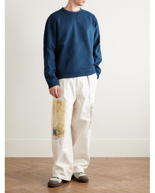 Folk Blue Prism Garment-Dyed Cotton-Jersey Sweatshirt for men