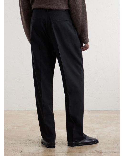 FRAME Black Tropical Straight-Leg Wool Trousers for men