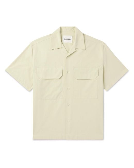 Jil Sander Natural Camp-Collar Cotton-Poplin Shirt for men