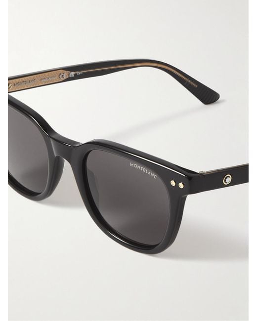 Montblanc Black Snowcap D-frame Acetate Sunglasses for men