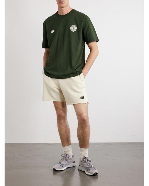 Stone Island Green New Balance Logo-Print Cotton-Jersey T-Shirt for men