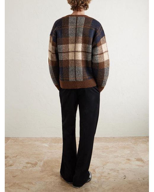 Palmer Logo-Appliquéd Checked Jacquard-Knit Cardigan di (w)taps in Black da Uomo