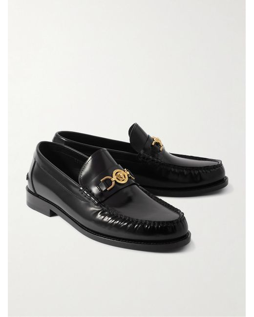 Versace Loafers aus Lackleder mit "Horsebit"-Detail in Black für Herren