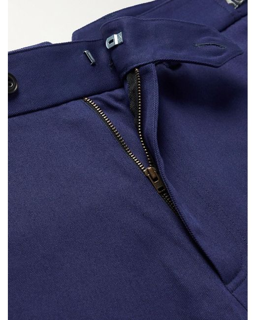 Nicholas Daley Blue Straight-Leg Jacquard-Trimmed Cotton-Drill Trousers for men