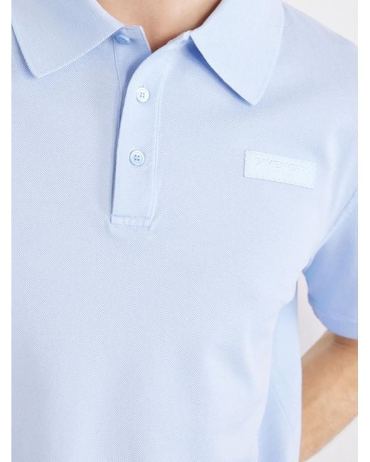Givenchy Blue Logo-Appliqué Cotton-Piqué Polo Shirt for men