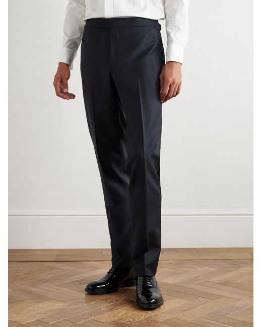 Thom Sweeney Blue Satin-Trimmed Wool And Mohair-Blend Tuxedo for men