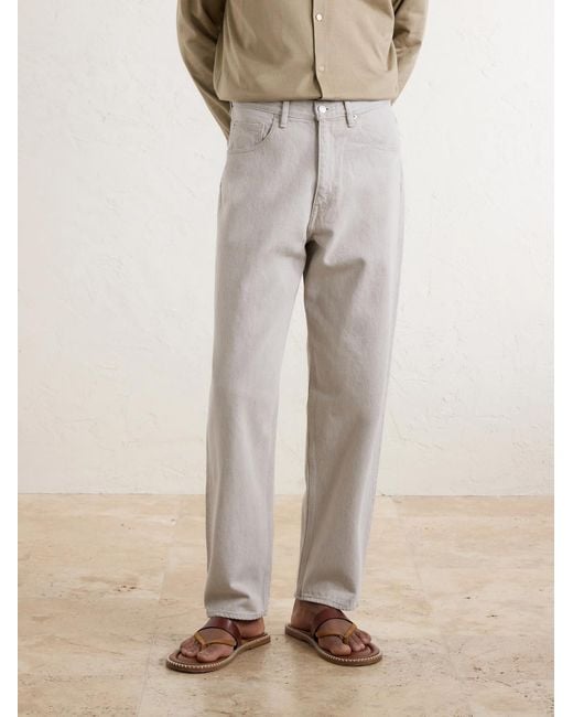 Auralee White Wide-Leg Twist Cotton Jeans for men