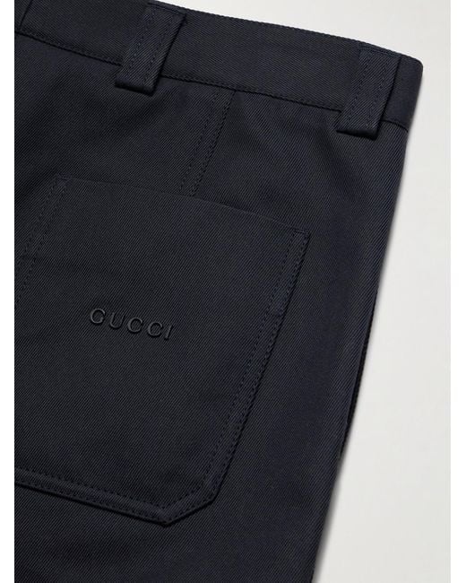 Gucci Weit geschnittene Hose aus Gabardine aus einer Baumwollmischung mit Logoverzierung in Blue für Herren