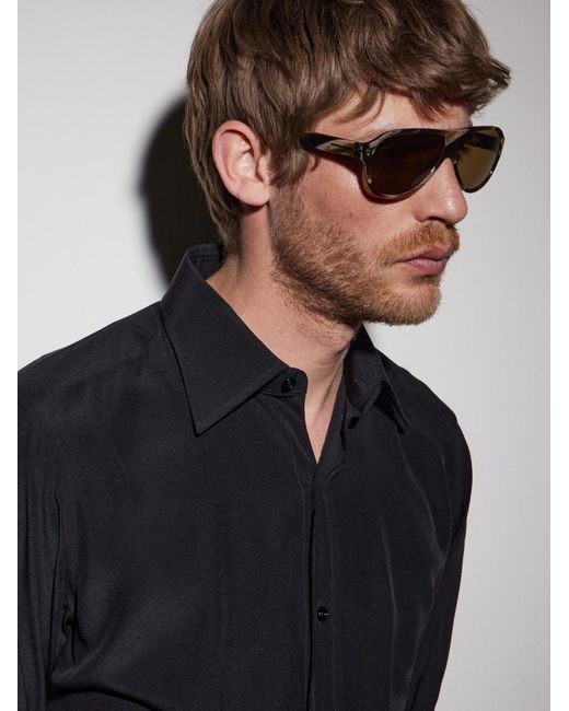 Tom Ford Brown Samuele 02 Pilot Acetate Sunglasses for men